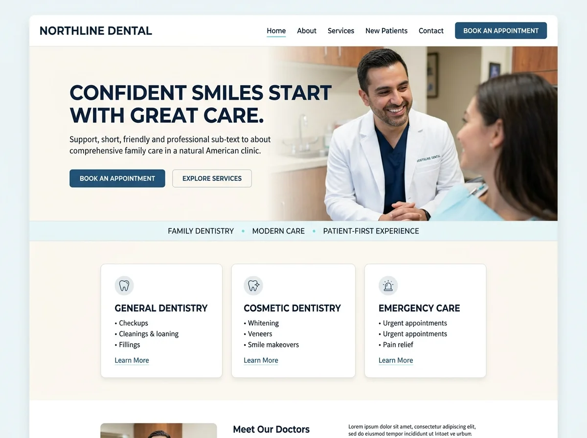 Northline Dental website after redesign