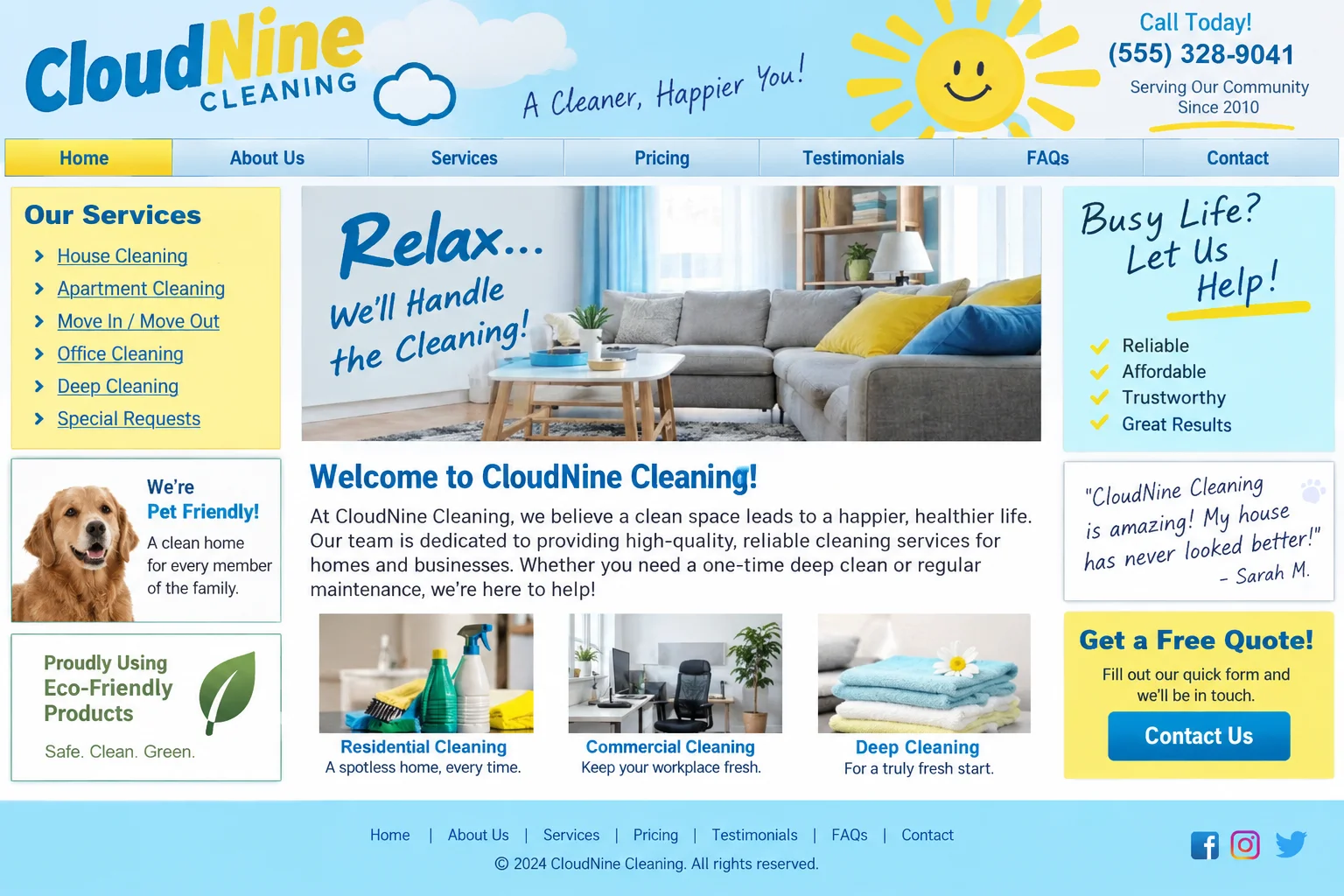 CloudNine Cleaning website before redesign