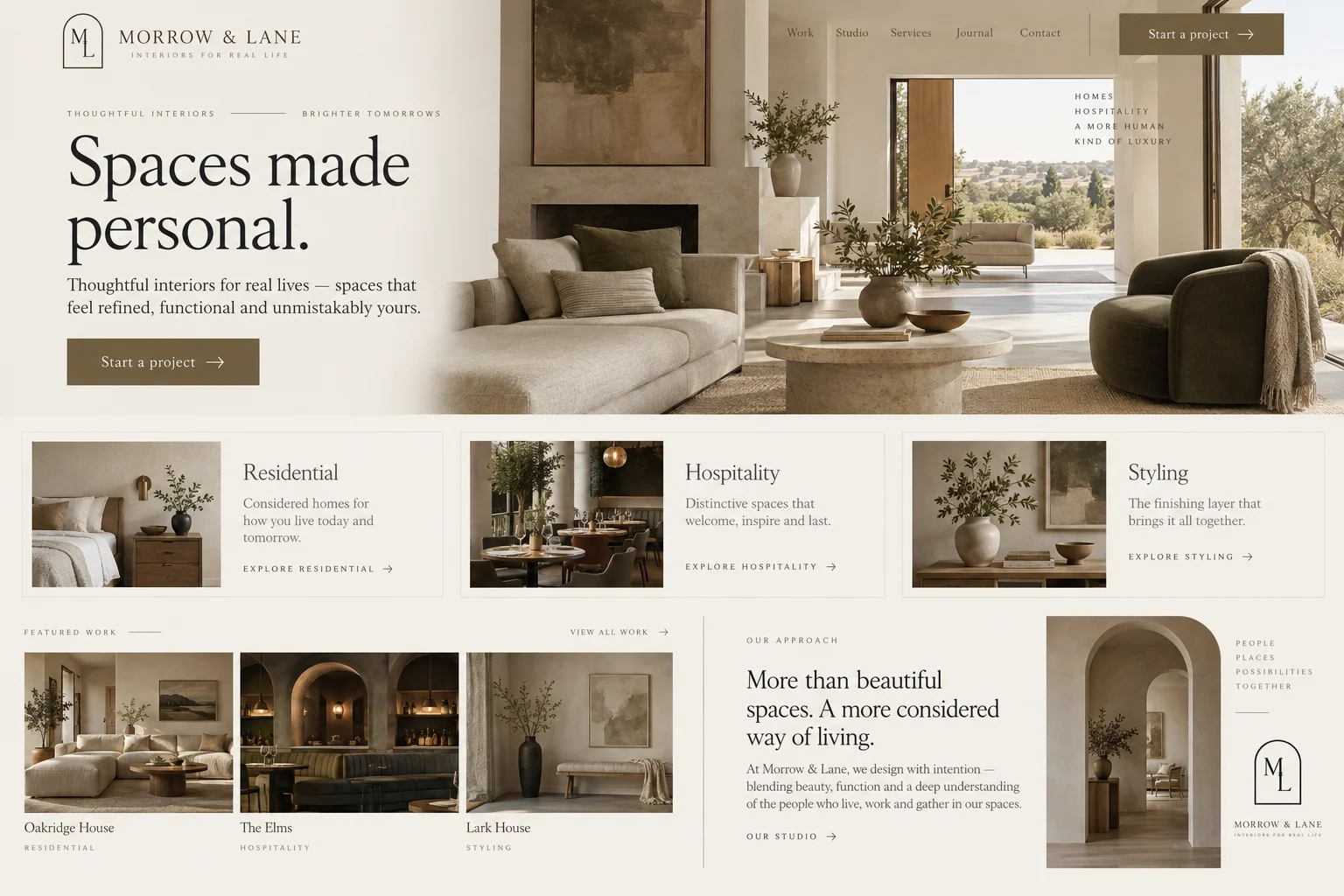 Morrow & Lane website after redesign