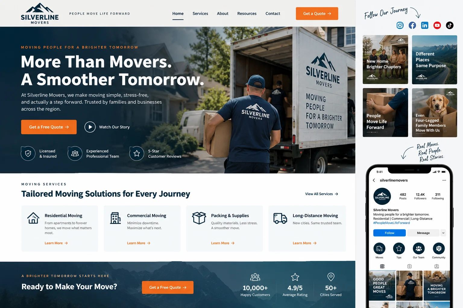 Silverline Movers website after redesign