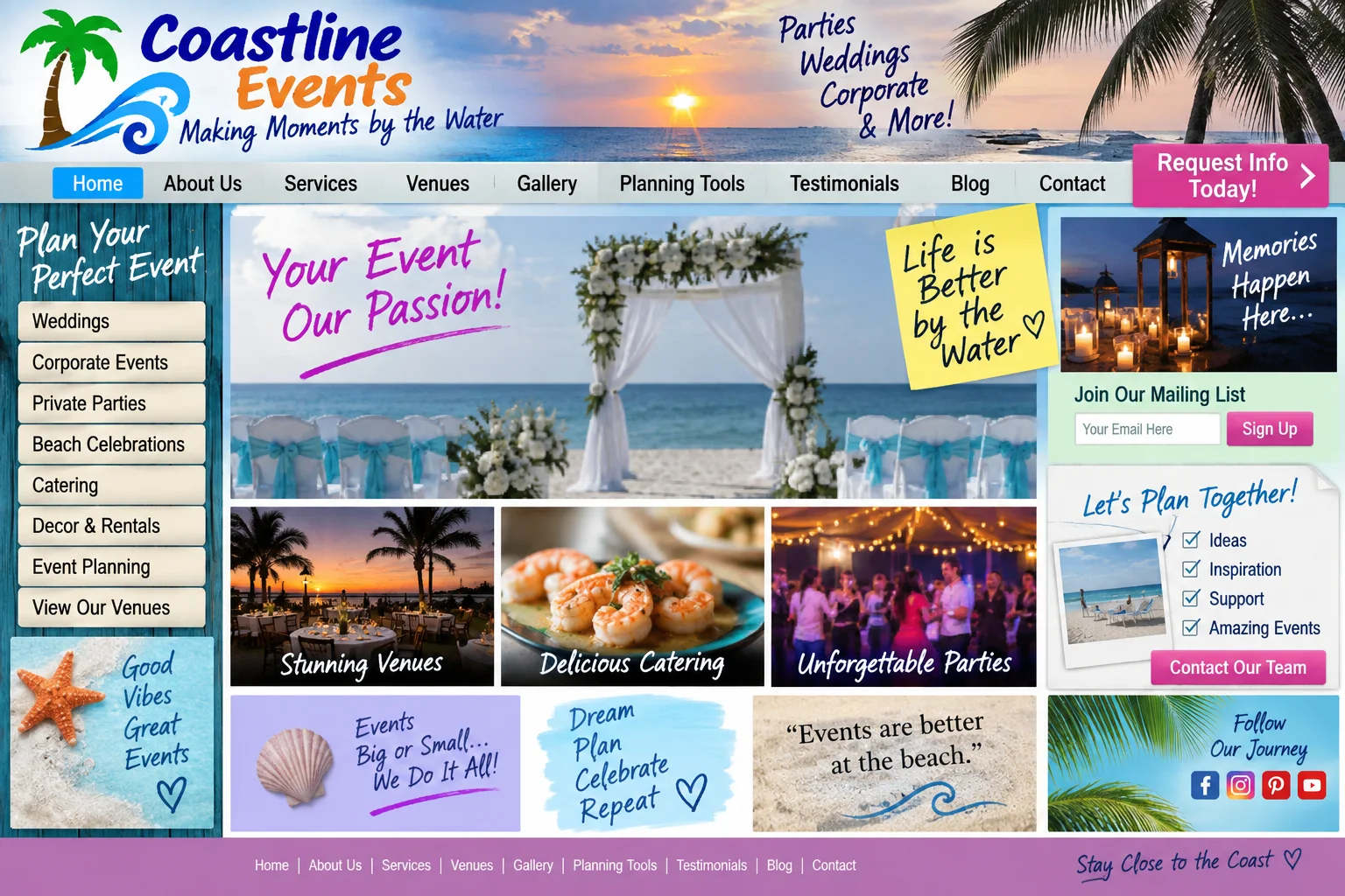 Coastline Events website before redesign