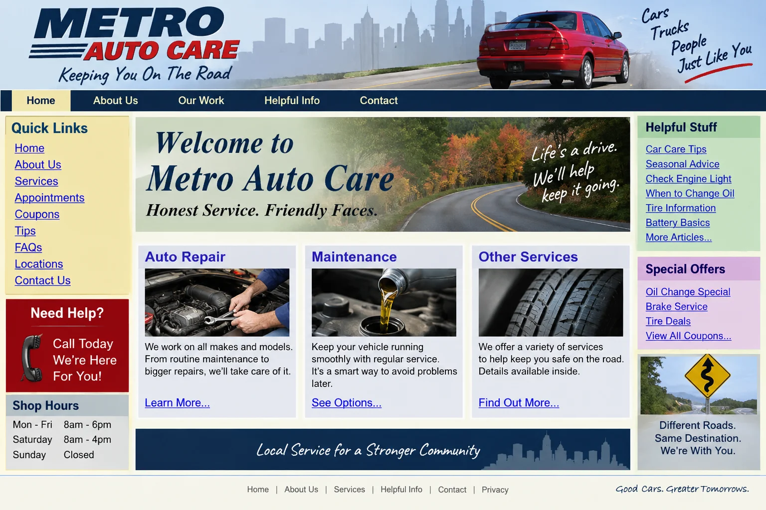 Metro Auto Care website before redesign