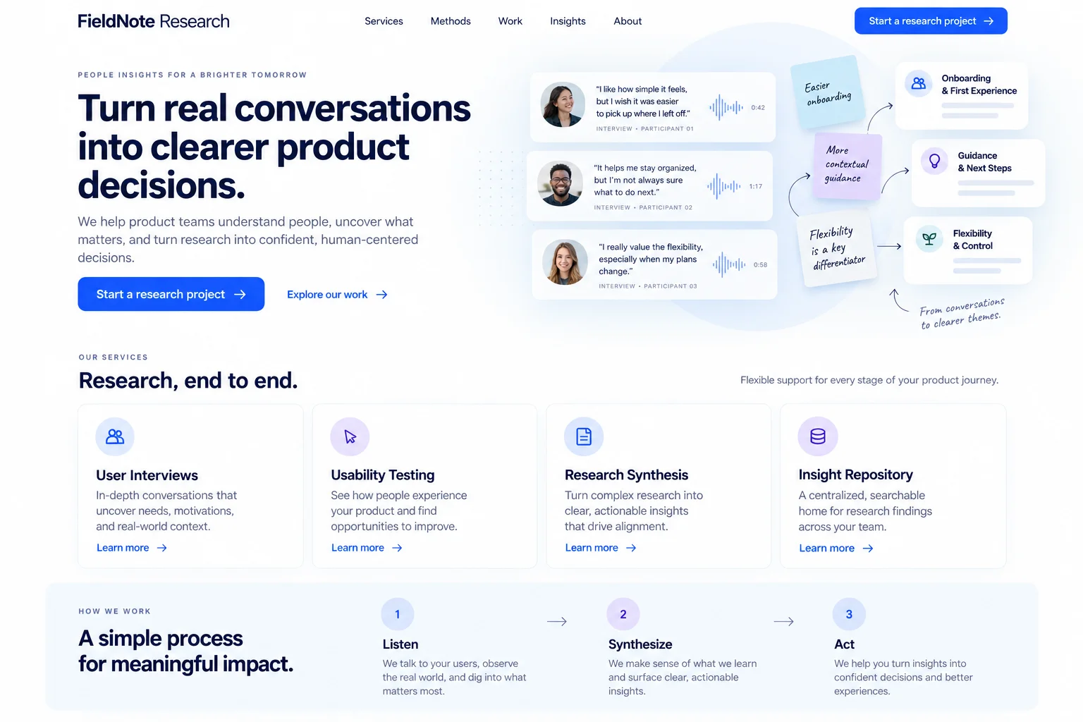 FieldNote Research website after redesign